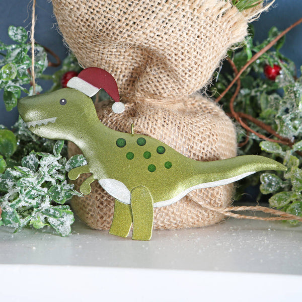Tin Trex Dinosaur Christmas Tree Decoration