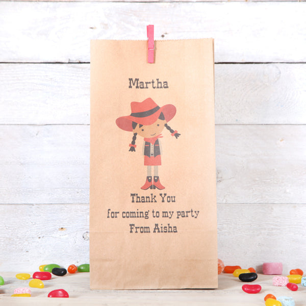 Personalised Cowgirl Party Bags, Dark