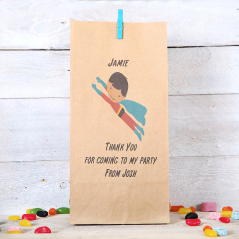 Personalised Flying Superhero Party Bags, Dark