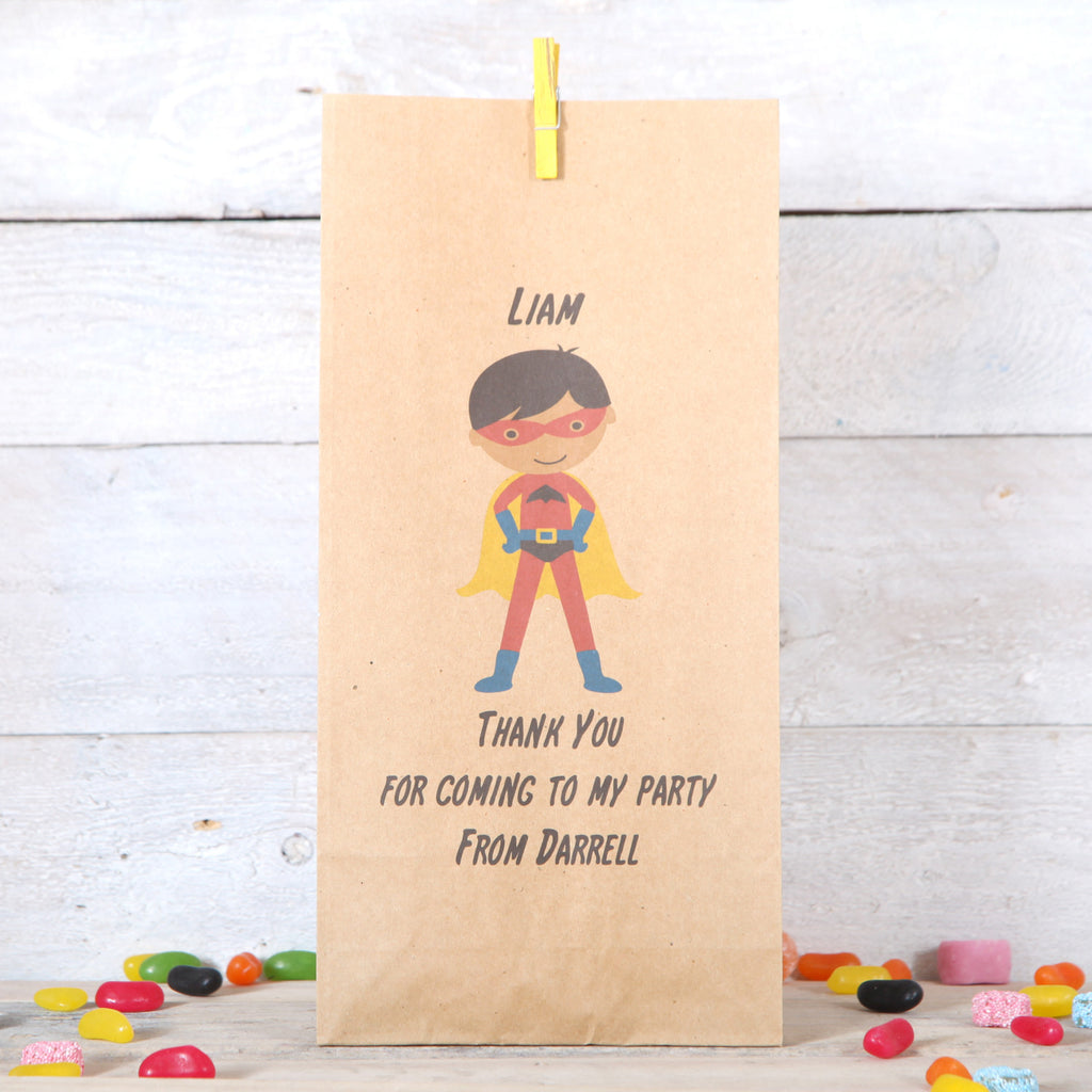 Personalised Boy Superhero Party Bags, Dark