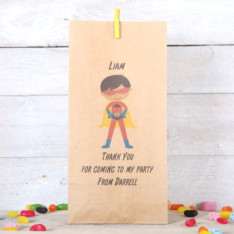 Personalised Boy Superhero Party Bags, Dark
