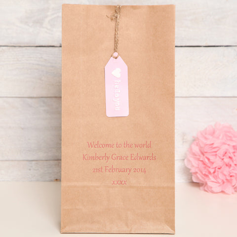 New Baby Girl Personalised Gift Bag