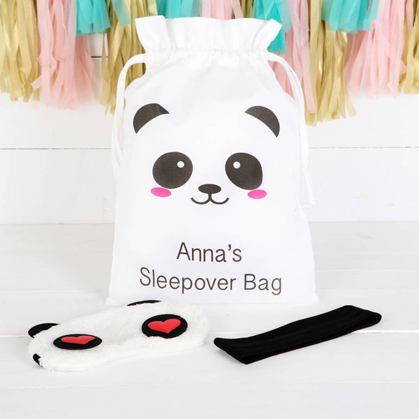 Personalised Panda Sleepover Bag And Accessories