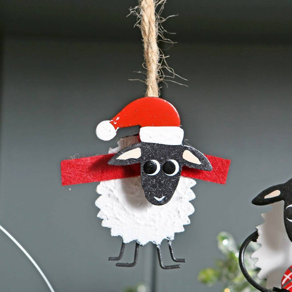 Christmas Sheep In Santa Hat Tree Decoration