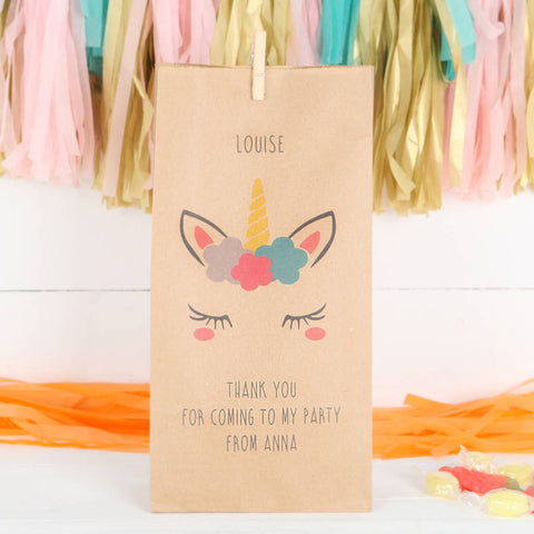 Personalised Unicorn Eyelash Party Bags