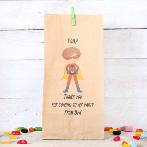 Personalised Boy Superhero Party Bags