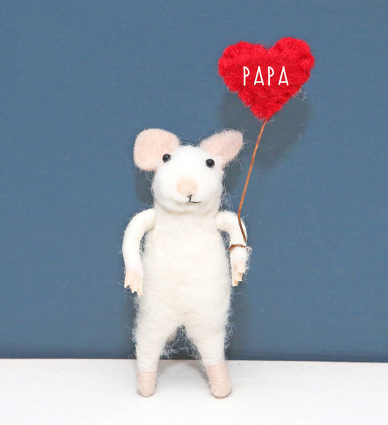 Felt Mouse With Papa Love Heart Balloon, Fathers Day