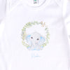 Personalised Blue Elephant Footless Baby Grow