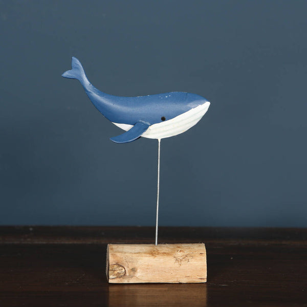 Blue Whale On Driftwood Decoration Ornament