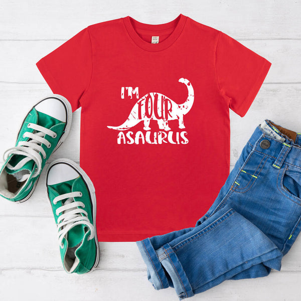 Children's Age Four Dinosaur T Shirt, Assorted Colours