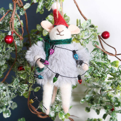 Christmas Mouse With Tree Lights Decoration