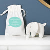 Off White Knitted Elephant Rattle With Personalised Bag