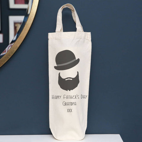 Personalised Hat And Beard Bottle Bag, Father's Day