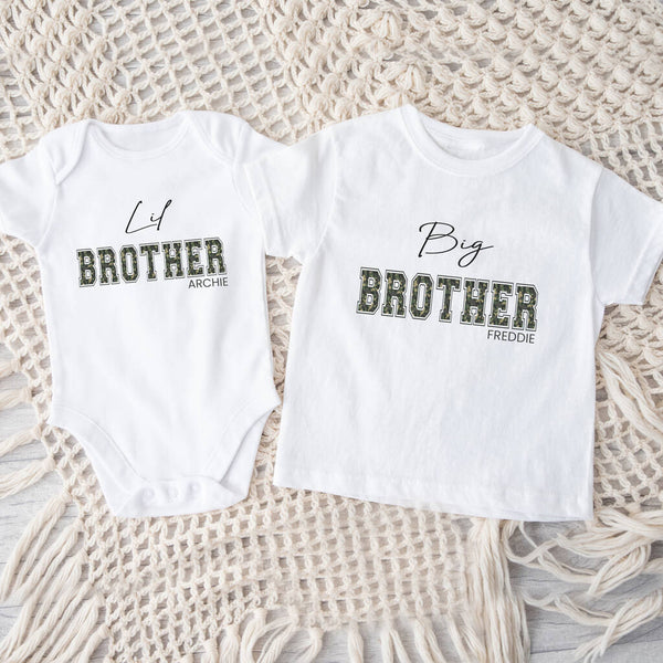 Personalised Sister Or Brother Camo T Shirt Or Vest