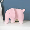 Pink Knitted Elephant Rattle With Personalised Bag