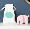 Pink Knitted Elephant Rattle With Personalised Bag