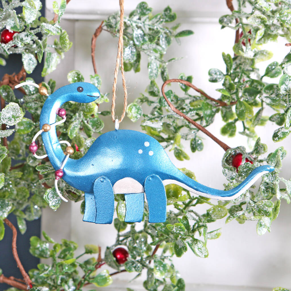 Tin Brachiosaurus Dinosaur Christmas Tree Decoration