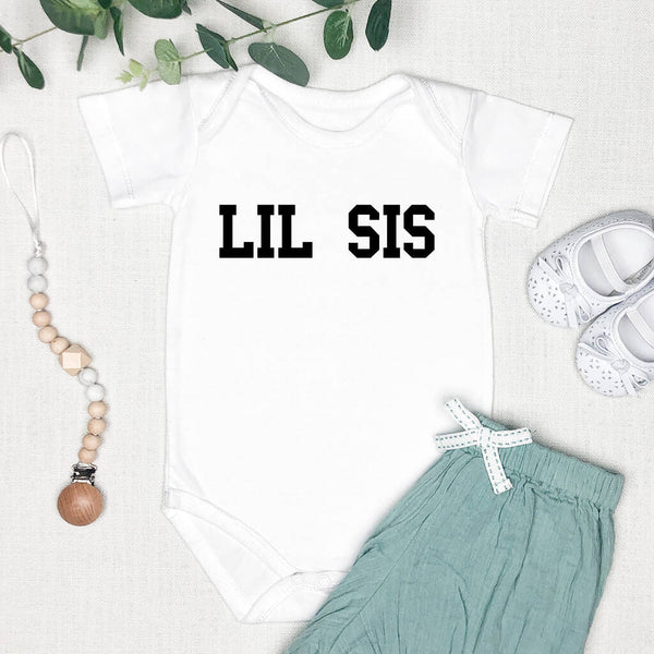 White Organic Lil Sis Vest, Can Be Personalised