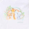 Personalised Safari Animal Footless Organic Baby Grow