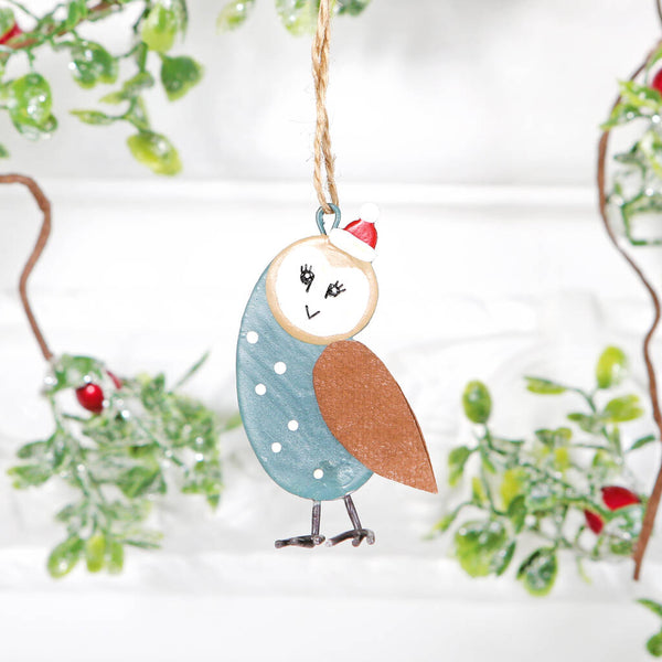 Owl With Santa Hat Christmas Tree Decoration