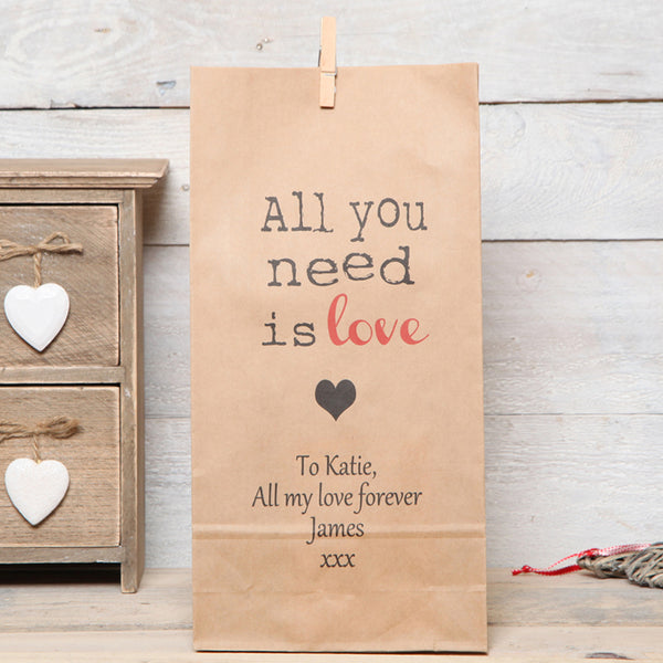 Personalised 'All You Need Is Love' Gift Bag