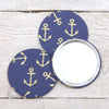 Nautical Anchor Fabric Handbag Mirror