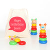 Wooden Animal Stacking Toy With Personalised Bag