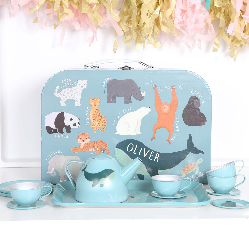 Endangered Animals Tea Set With Personalised Case