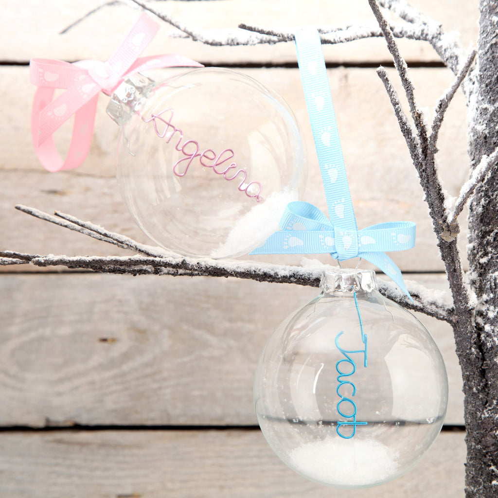 Personalised Glass New Baby Bauble