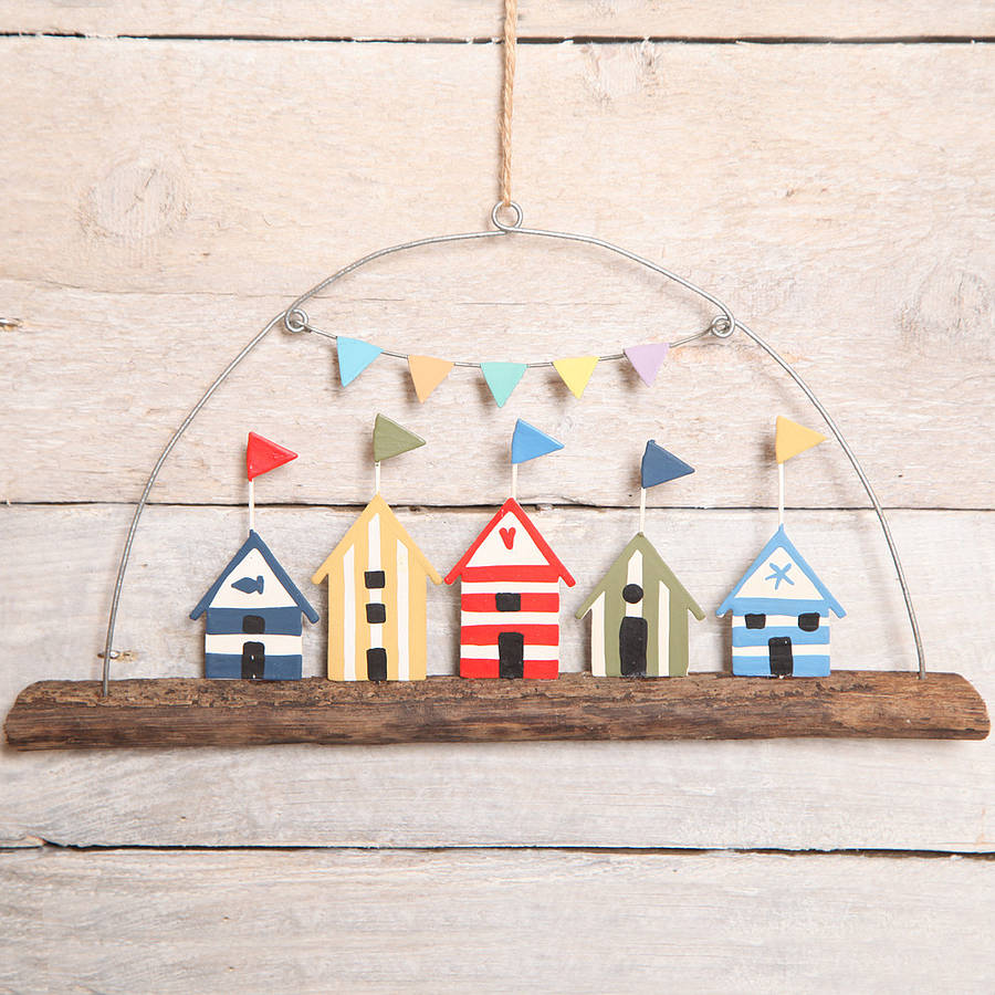 Beach Huts On A Branch Hanging Decoration