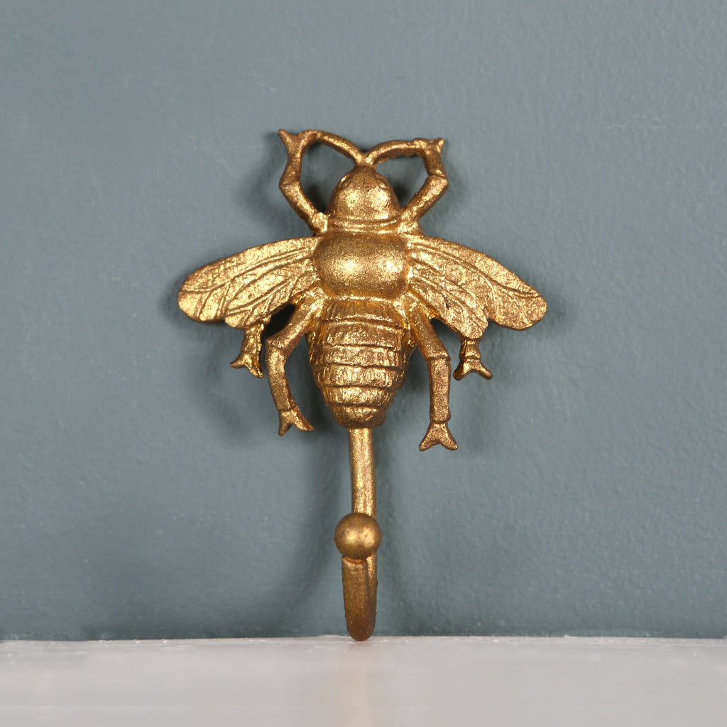 Gold Tone Metal Bee Wall Hook