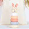 Wooden Bunny Rabbit Stacking Toy With Personalised Bag