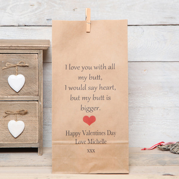 Personalised Humorous Valentines Gift Bag