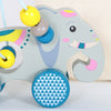 Wooden Elephant With Beads Toy And Personalised Bag