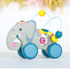 Wooden Elephant With Beads Toy And Personalised Bag