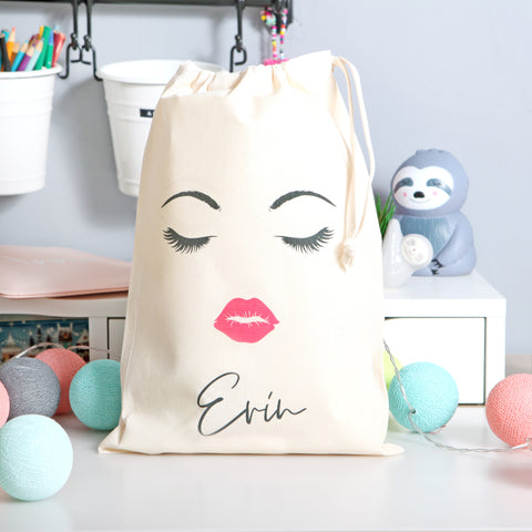 Eyelash Print Personalised Girls Storage Bag