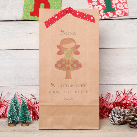 Personalised Christmas Fairy On Toadstool Bag