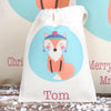 Christmas Fox Personalised Cotton Gift Bags