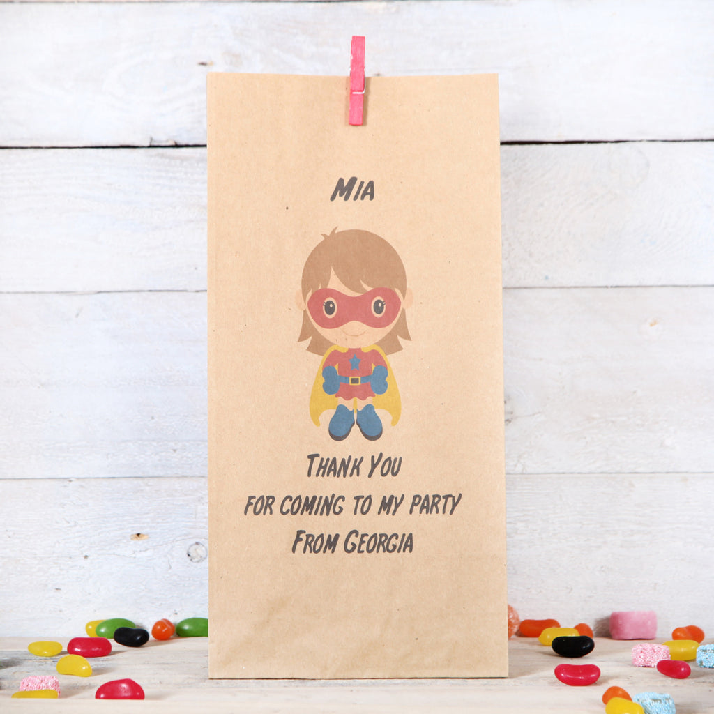Personalised Girl Superhero Party Bags