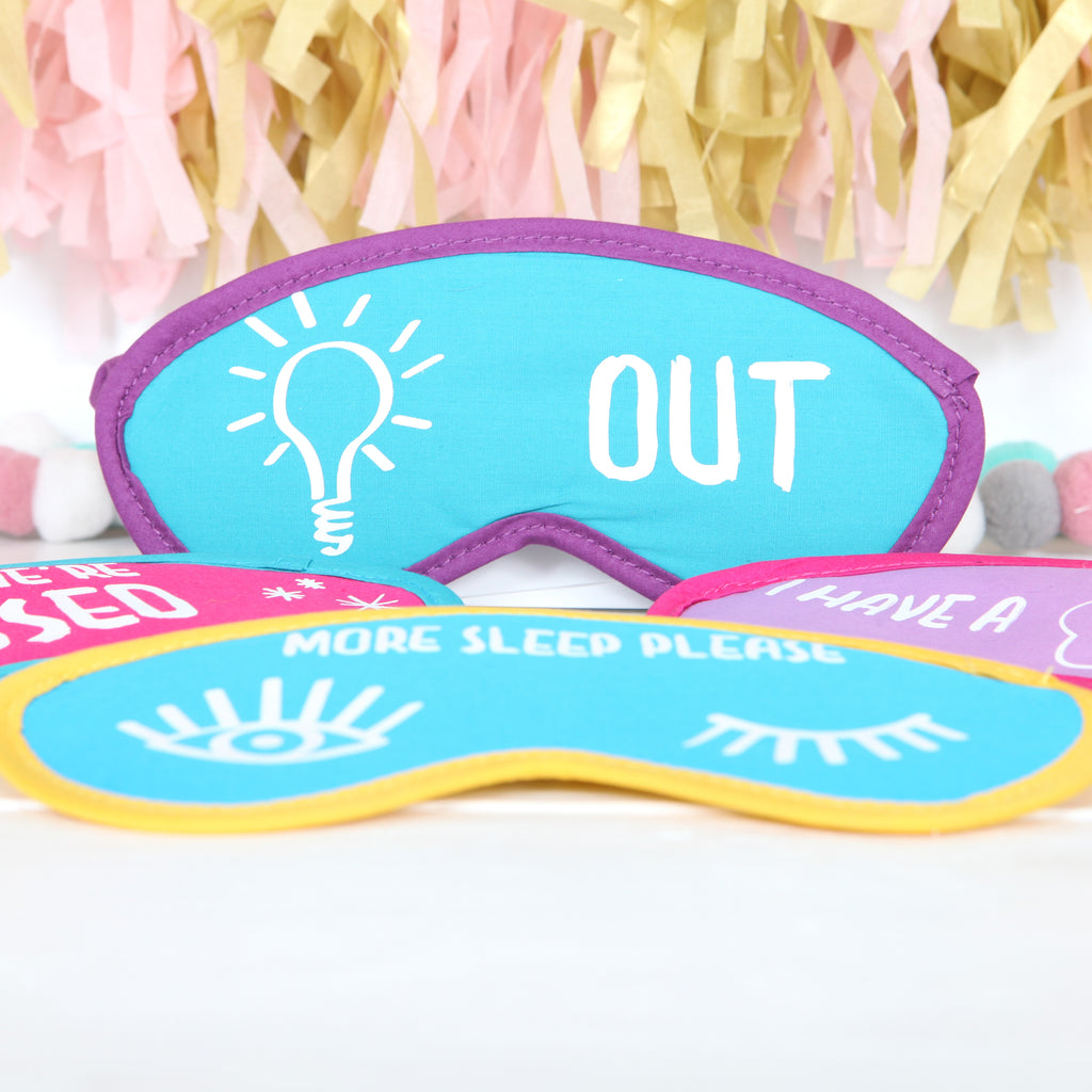 Glow In The Dark Sleep Mask On Gift Card, Four Designs