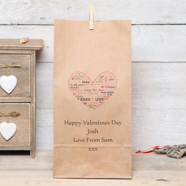 Personalised Love Heart Valentine's Gift Bag