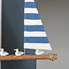 Seagulls On Raft With Blue And White Sail Decoration