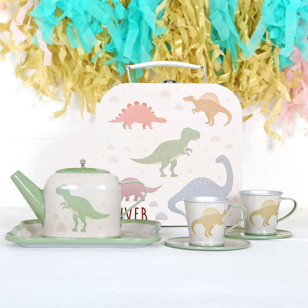 Dinosaur Tea Set With Personalised Case red berry apple