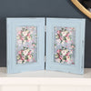 Double Wooden Blue, Green Or Pink Photo Frame