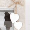 Double Wooden Photo Frame With Hanging Hearts