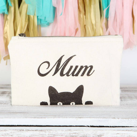 Personalised Small Canvas Pouch With Peeping Cat