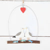 Seagulls In Love With Fish Hanging Driftwood Decoration