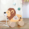 Wooden Pull Along Lion And Personalised Bag