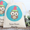 Owl Christmas Personalised Cotton Bags
