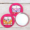 Pink Camper Van Handbag Mirror With Pouch